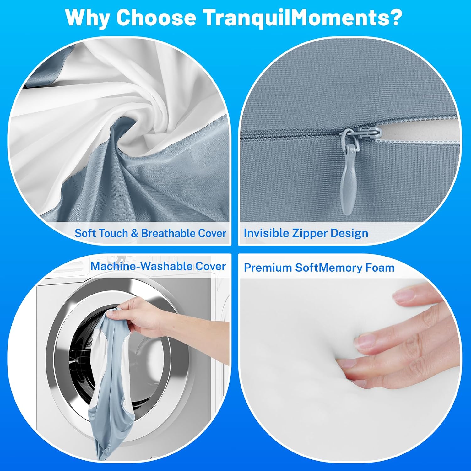TranquilMoments Knee Pillow for Side Sleepers, Leg Pillow with Washable Cover, Memory Foam Leg Pillow for Side Sleeping, Heart-Shape…
