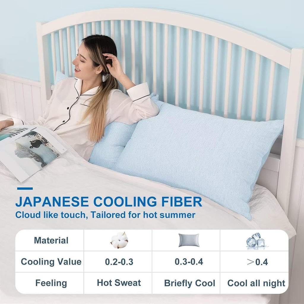 Homfine Cooling Pillowcase Body Size - Double Side Q-Max 0.439 Cooling Fiber for Pillow Protector, Long Cold Pillow Cover for Hot Sleeper N…