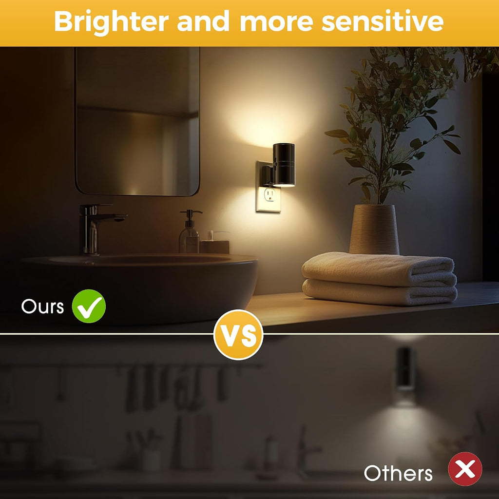 Llohasled L LOHAS LED Night Light, Automatic Night Lights Plug into Wall, 2 Pack Nightlights with Light Sensor, 3000K Soft White 0-100LM Di…
