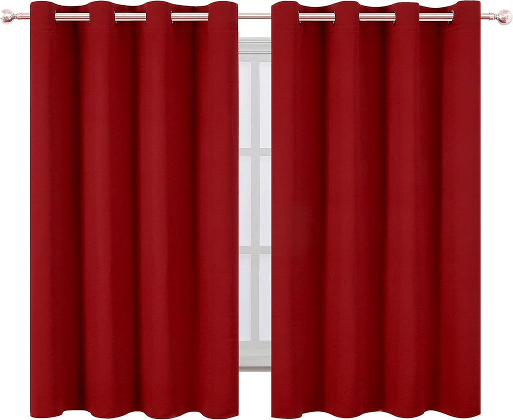 Lemomo Red Blackout Curtains/52 x 45 Inch Length Kids Curtains/Set of 2 Panels Grommet Bedroom Curtains for Living Room 45 Inch Red