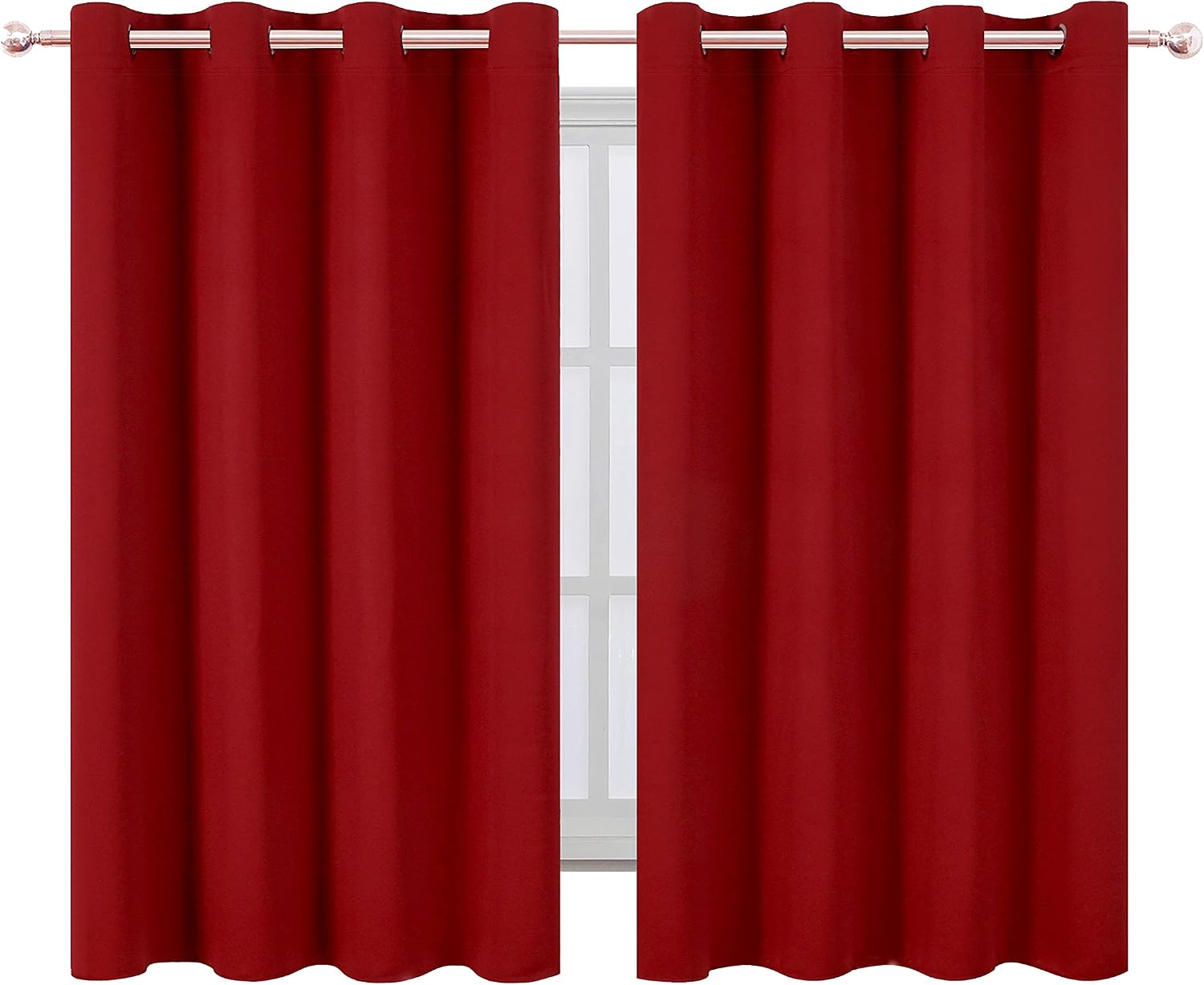 Lemomo Red Blackout Curtains/52 x 45 Inch Length Kids Curtains/Set of 2 Panels Grommet Bedroom Curtains for Living Room 45 Inch Red