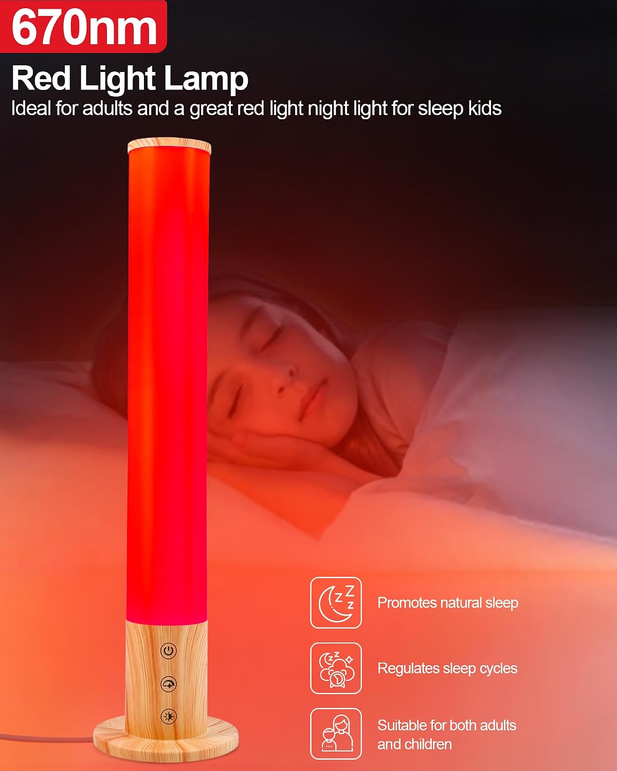Red Light Night Light Lamp for Sleep GlowPillar Red Nightlight Desk Lamp with 670nm Wavelength Multi-Color and Brightness Options Remote…