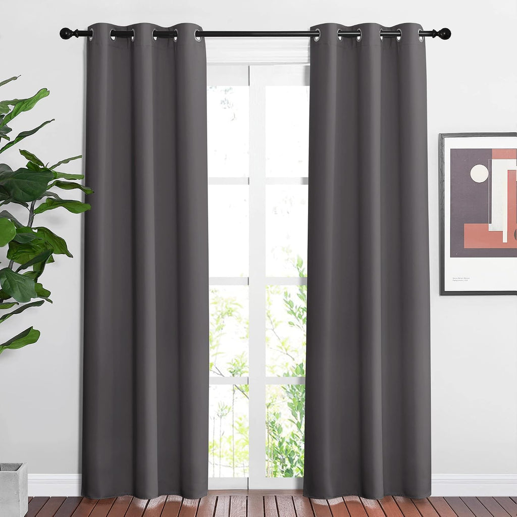 Nicetown Blackout Window Curtains 84 inch Long - Grommet Top Room Darkening Thermal Insulated Solid Vertical Drapes for Bedroom/Kid Room (2…