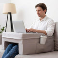 Laptop Pillow for Bed & Couch – 24" Lap Desk with High Density Foam, 16" Leg Spacing, Arm Rests, Side Pockets, 2 Washable Covers |…