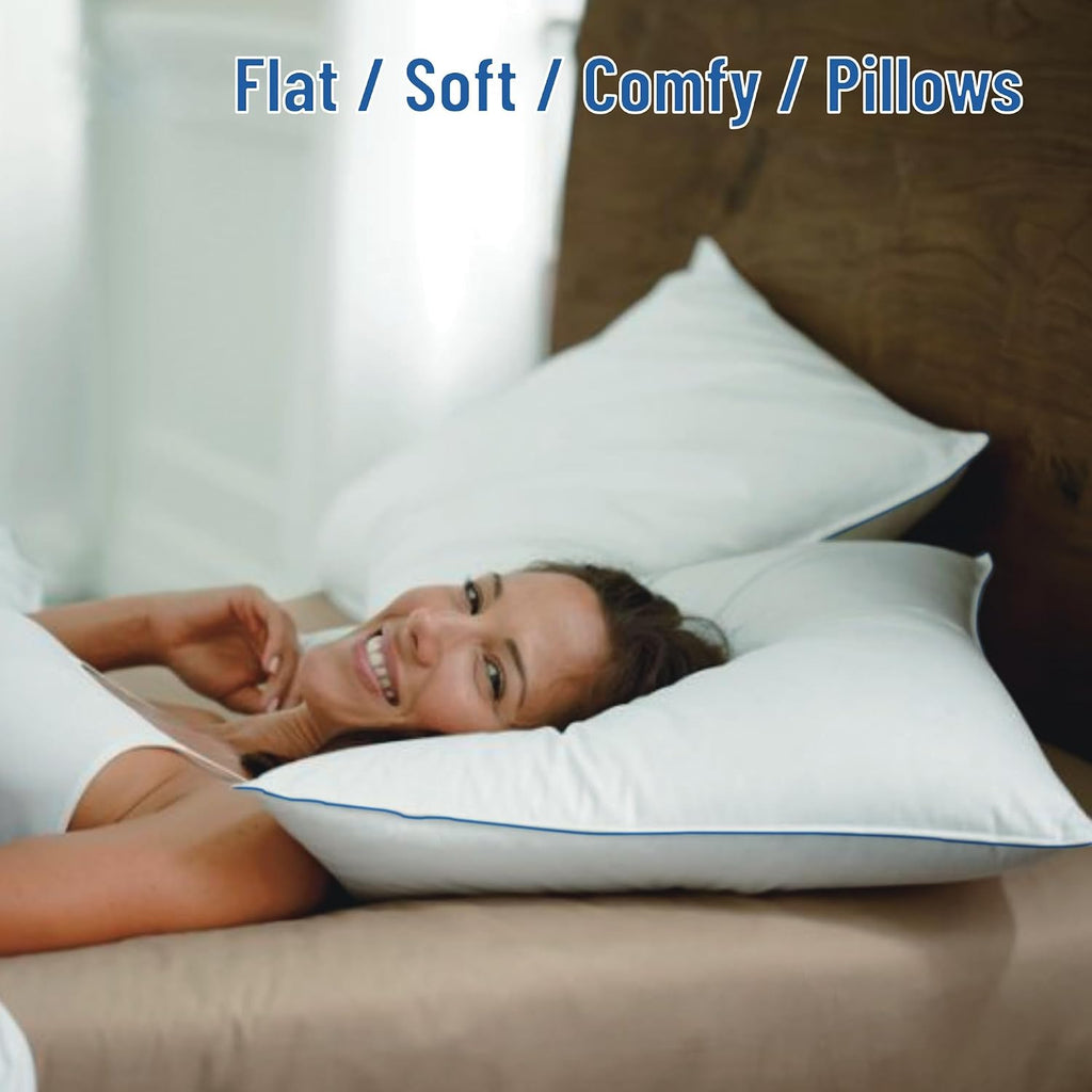 Silui Flat Soft Thin Pillows King Size Set of 2 Pack Bed Pillow with Down Alternative Fill for Side Back Stomach Sleepers, 20x36 Inches, Wh…