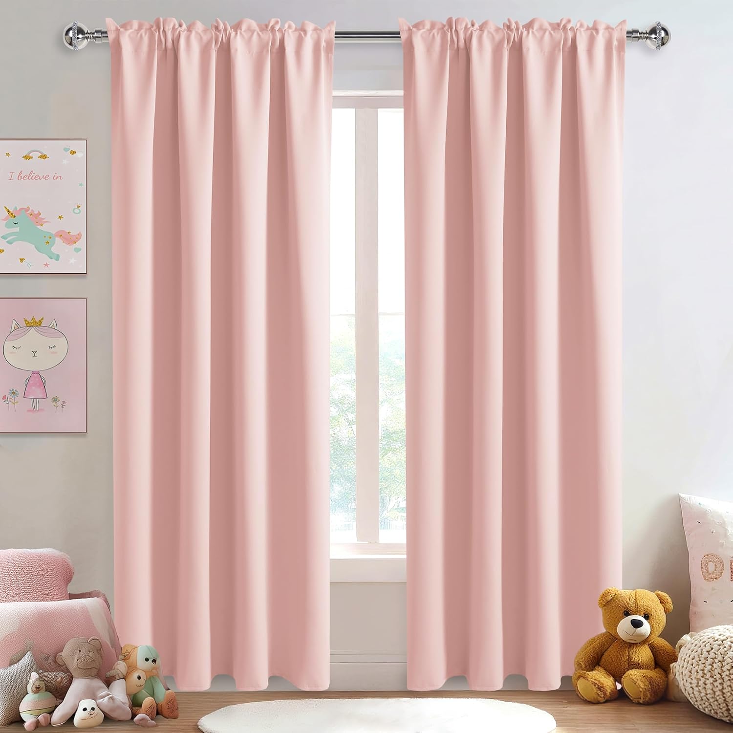 DWCN Blackout Curtains – Thermal Insulated, Energy Saving & Noise Reducing Bedroom and Living Room Curtains, Blush Pink, W 42x L 84 Inch…