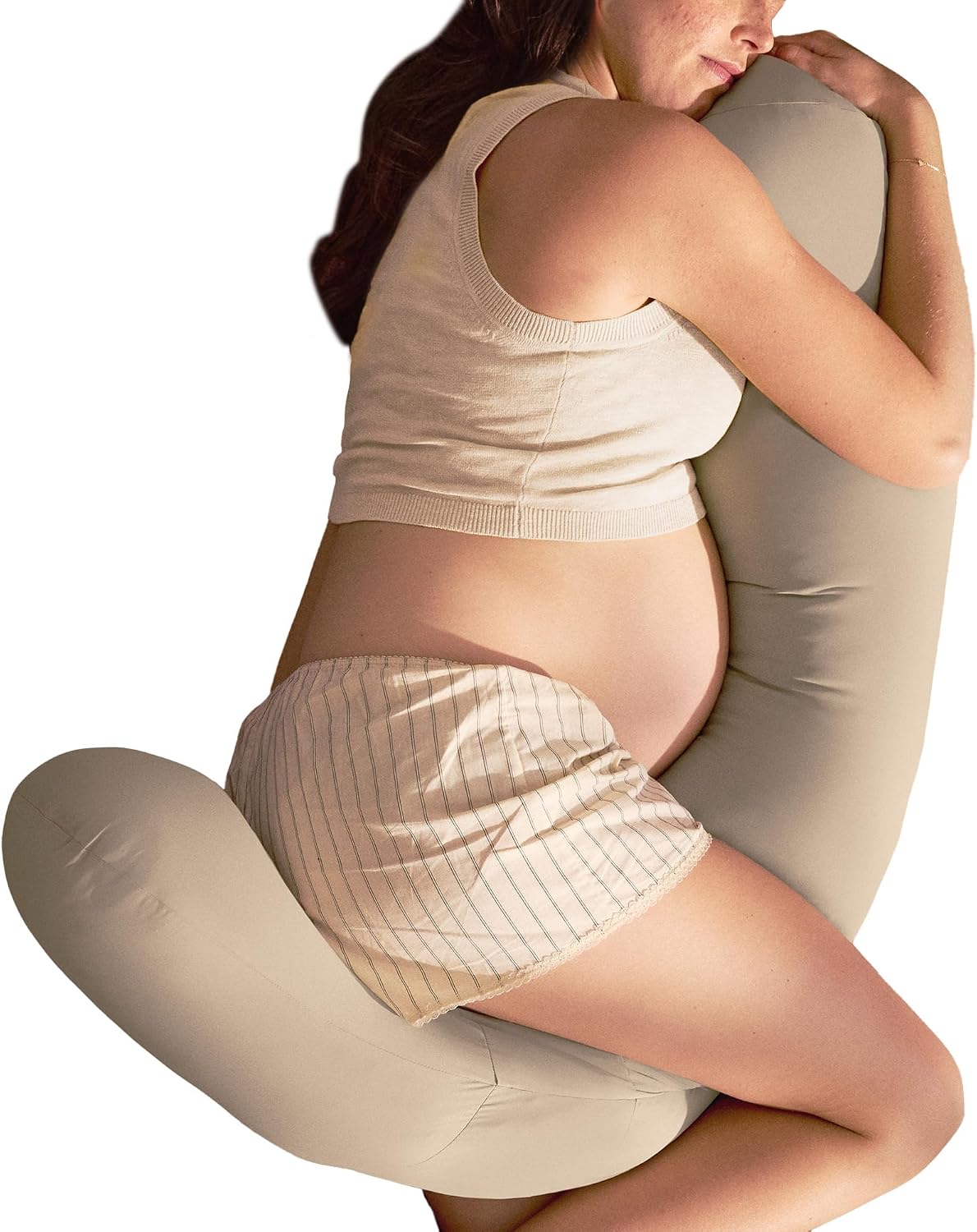 Frida Mom Compact Support 4-in-1 Pregnancy Pillow, Cooling Pregnancy Pillow, Twist & Bends into 4 Shapes for Comfort & Full Body Support, C…