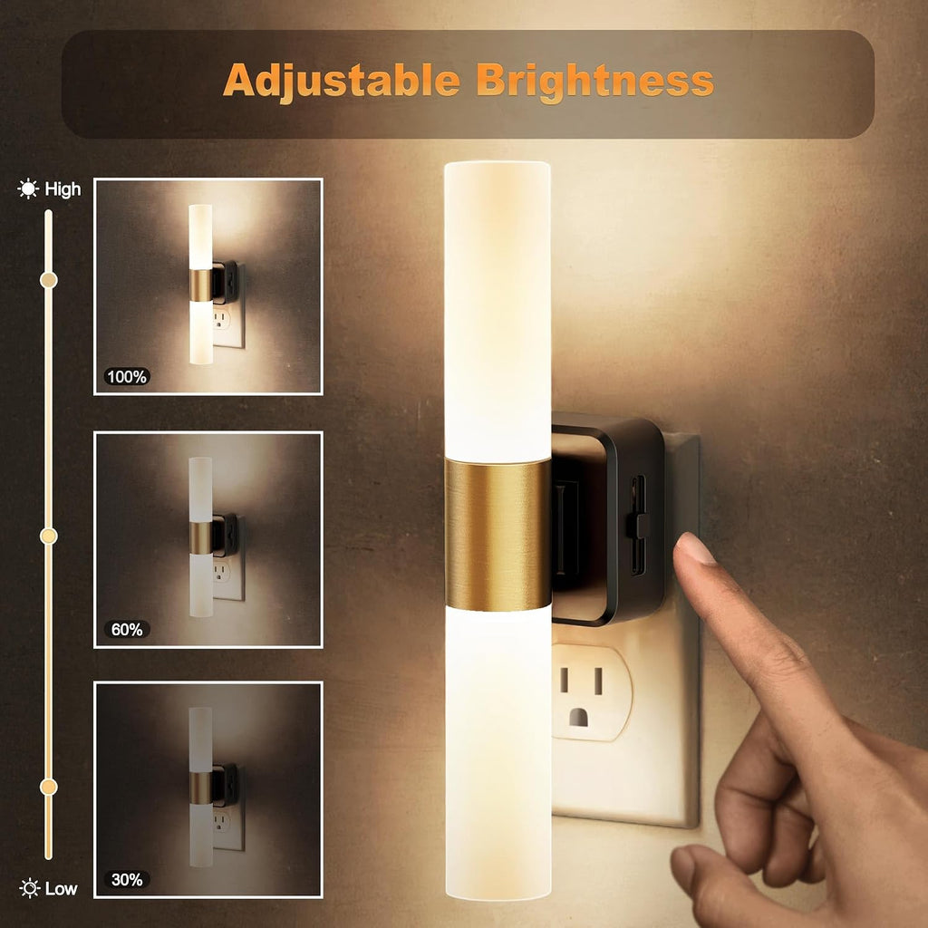 JandCase LED Night Light, Night Lights Plug into Wall, 3000K Soft White, 0-100LM Adjustable Brightness, 180° Rotating Plug in Night Light…