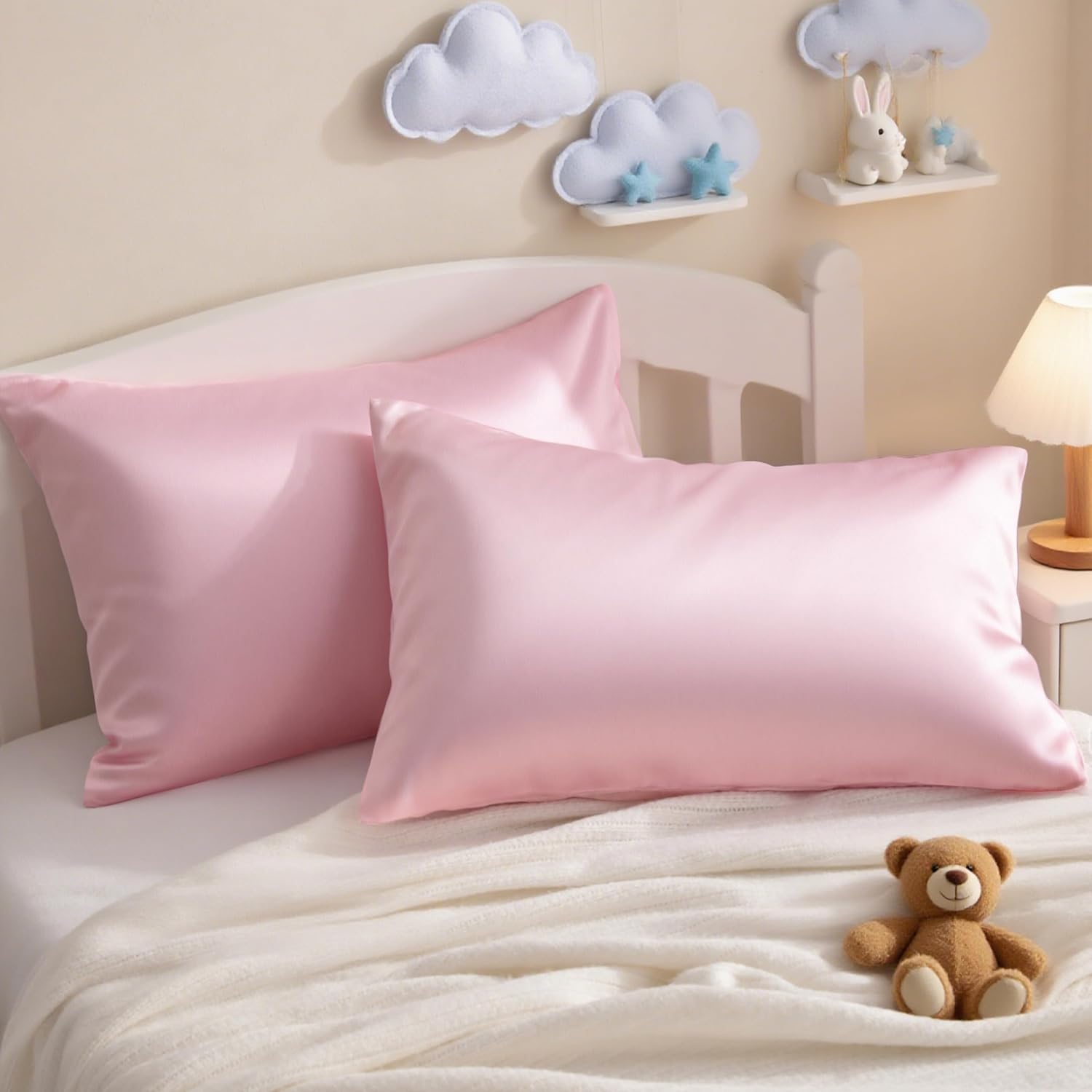 Ntbay 2 Pack Pillows with Egyptian Cotton Pillowcases, Soft Cotton Down Alternative 13x18 Envelope Pillows for Sleeping in Crib Bed - Machi…
