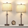 Table Lamps Set of 2, 22" to 30"Adjustable Height Bedside Lamps for Living Room 3 Color Temperatures Tall Nightstand Lamps Modern Brown…