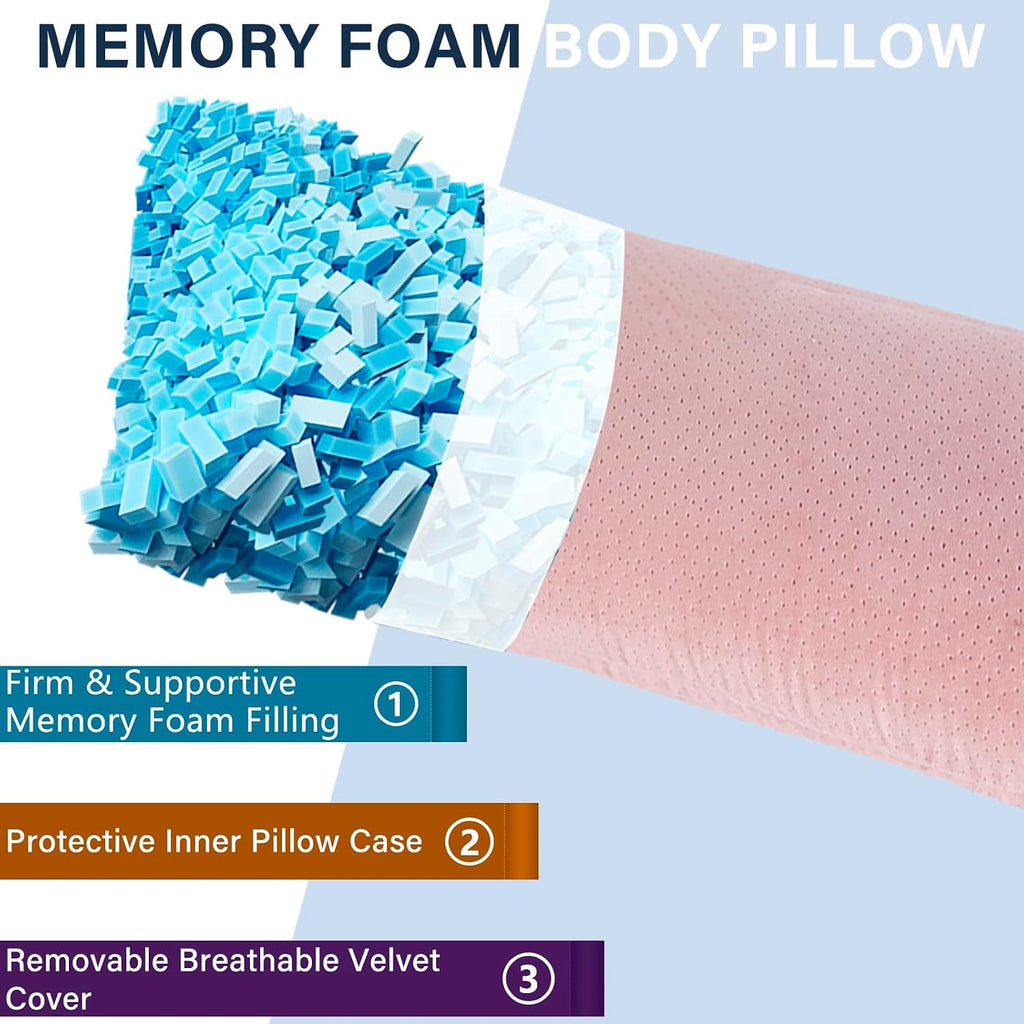 1 MIDDLE ONE Body Pillow, Memory Foam Body Pillows for Adults Sleeping, Long Pillow for Bed, Big Large Firm Full Body Pillow for Side…