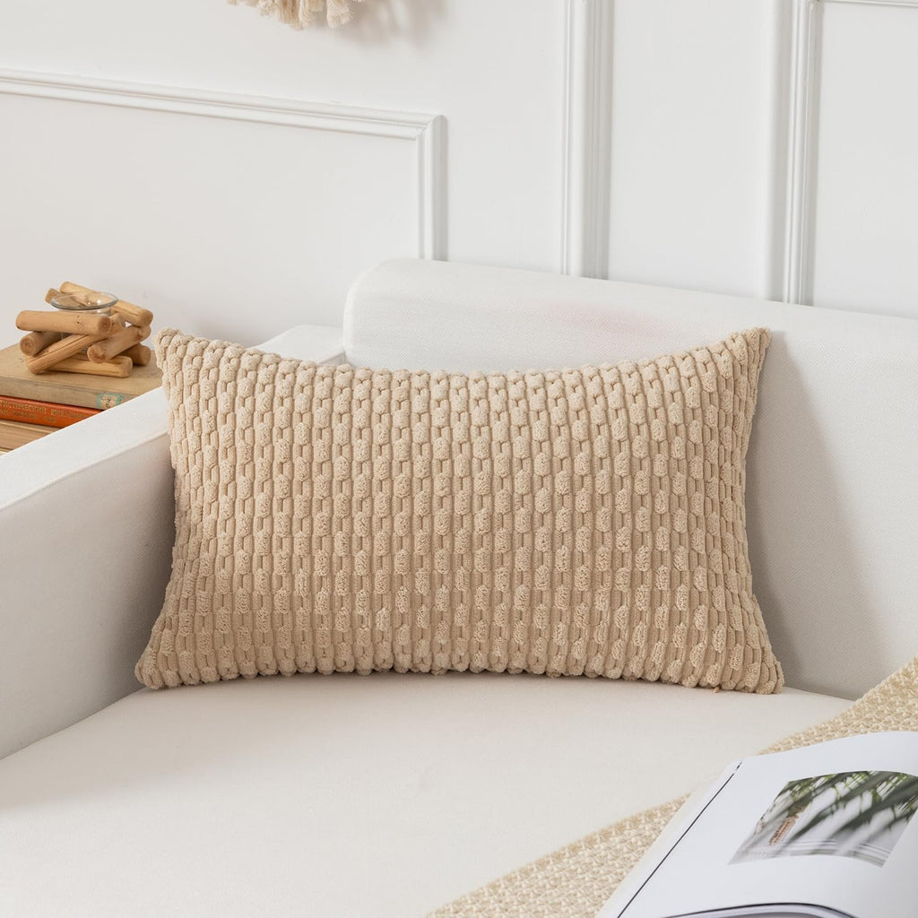 KevinTextile Kevin Textile 12x20 Inch Pillow Cover 1 Pack Boho Decorative Soft Striped Corduroy Lumbar Farmhouse Solid Color Accent Rectang…
