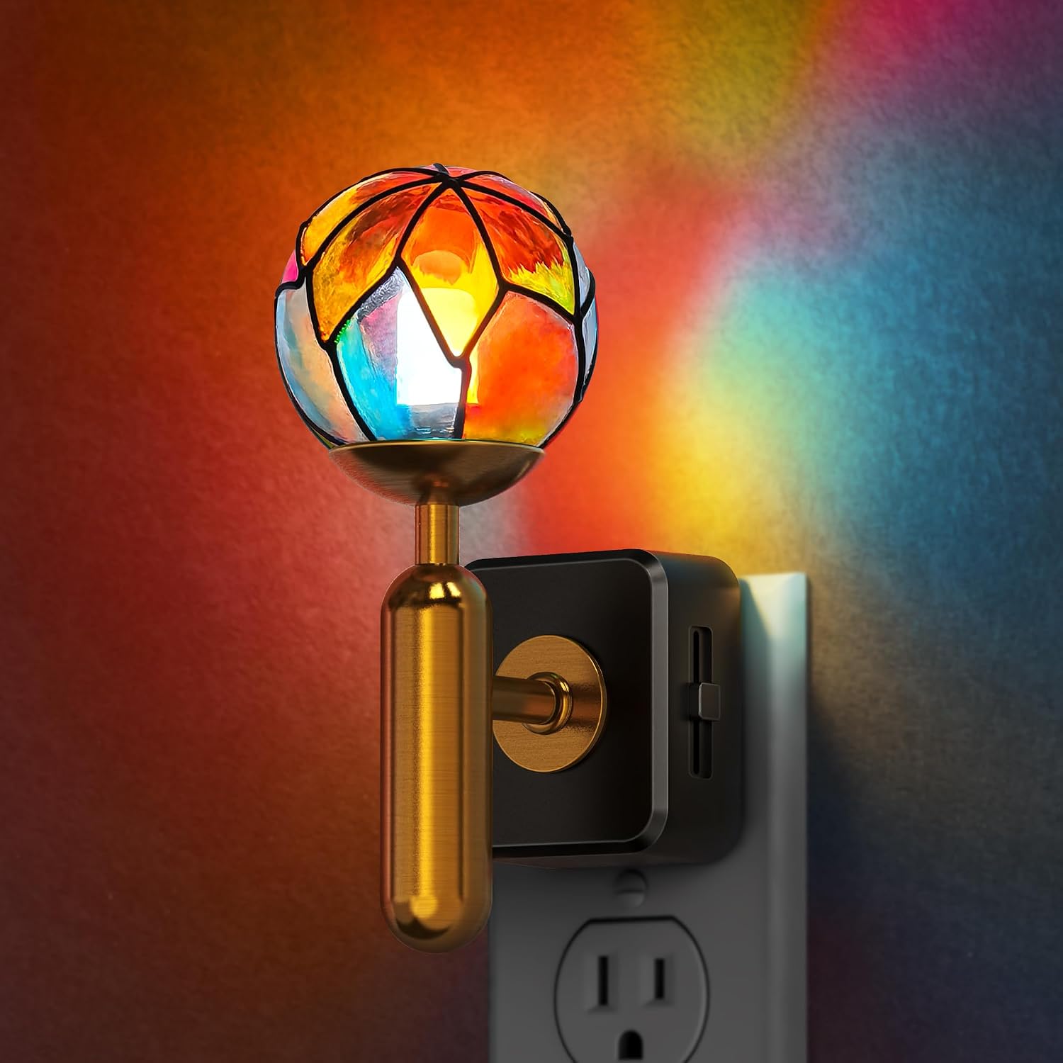 Briignite Night Lights Plug into Wall, Stained Glass Night Light with Dusk to Dawn Sensor, Dimmable Nightlight 0-100% Stepless Dimming…