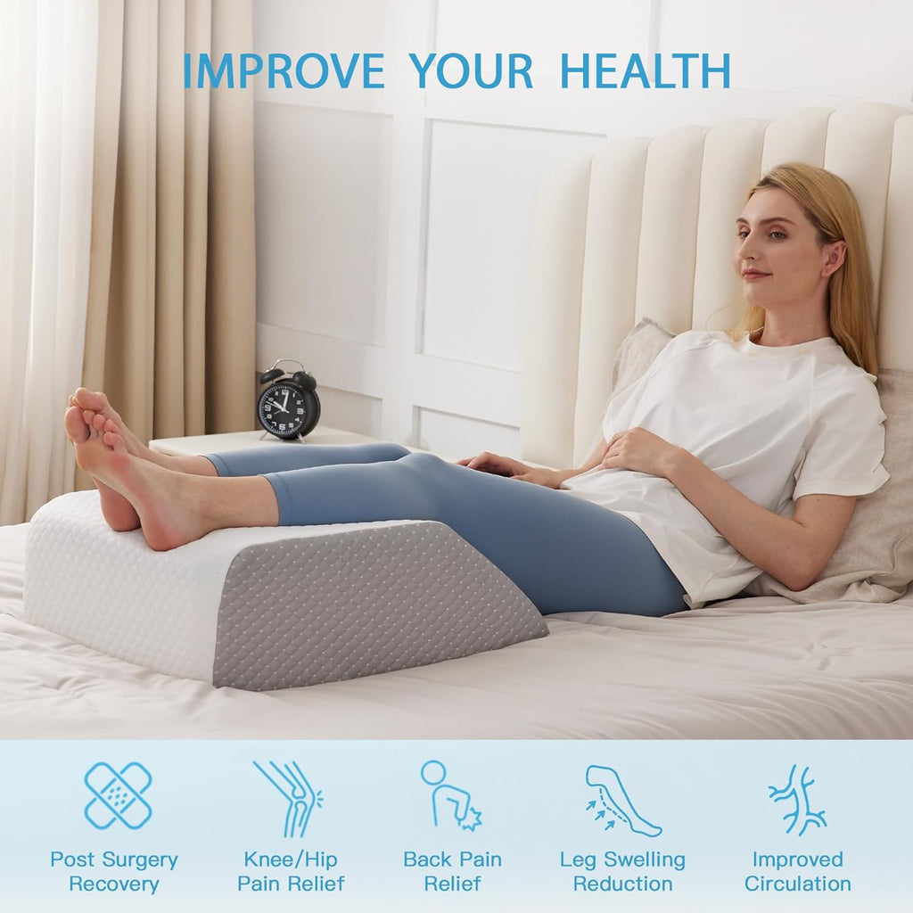 MEGCXIT Leg Pillow Elevation Blood Circulation, Leg Wedge for Elevation for Swelling, Leg Elevating Pillow for After Surgery, Memory Foam…