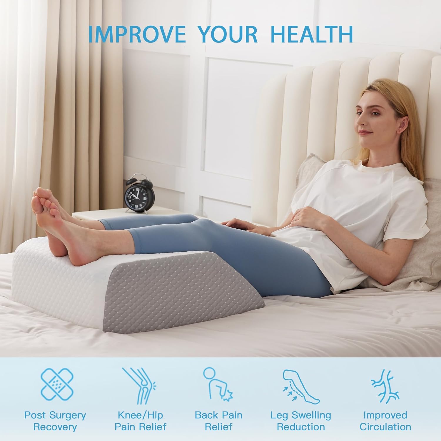 MEGCXIT Leg Pillow Elevation Blood Circulation, Leg Wedge for Elevation for Swelling, Leg Elevating Pillow for After Surgery, Memory Foam…