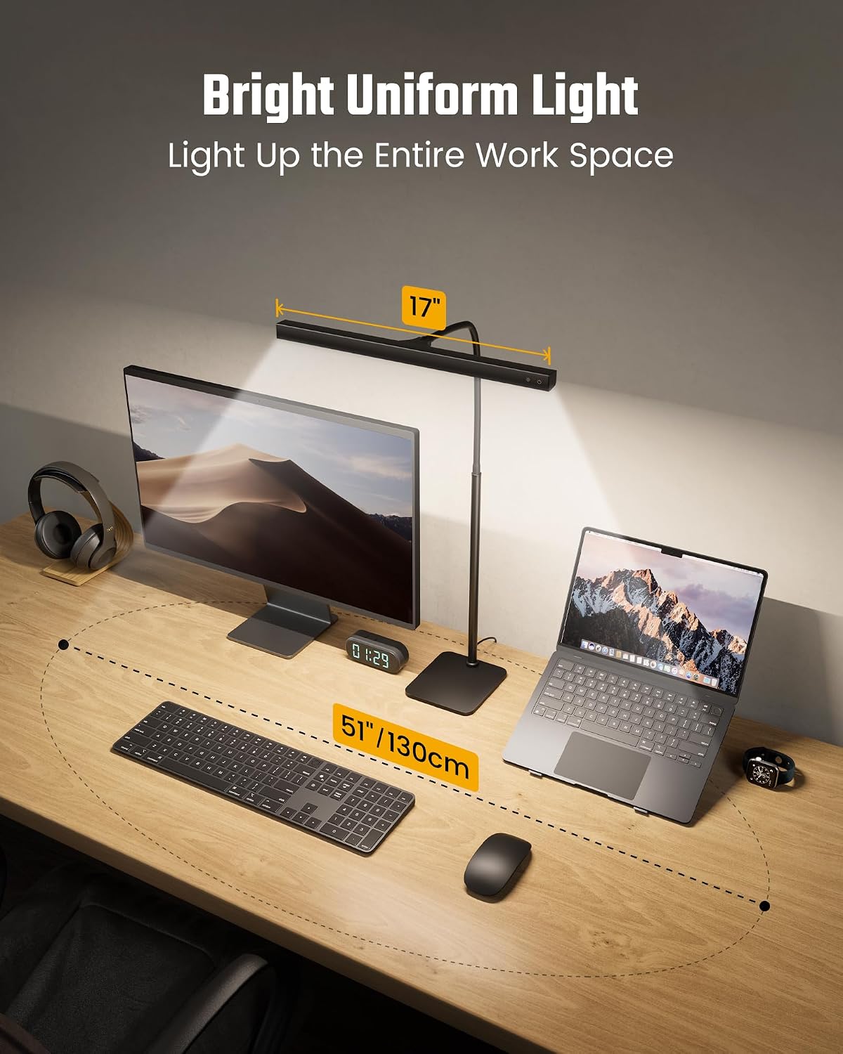 SUPERDANNY LED Desk Lamp for Home Office, Eye-Caring Desk Light with Base, 12W Touch Control 3 Colors Dimmable Brightness, Gooseneck…