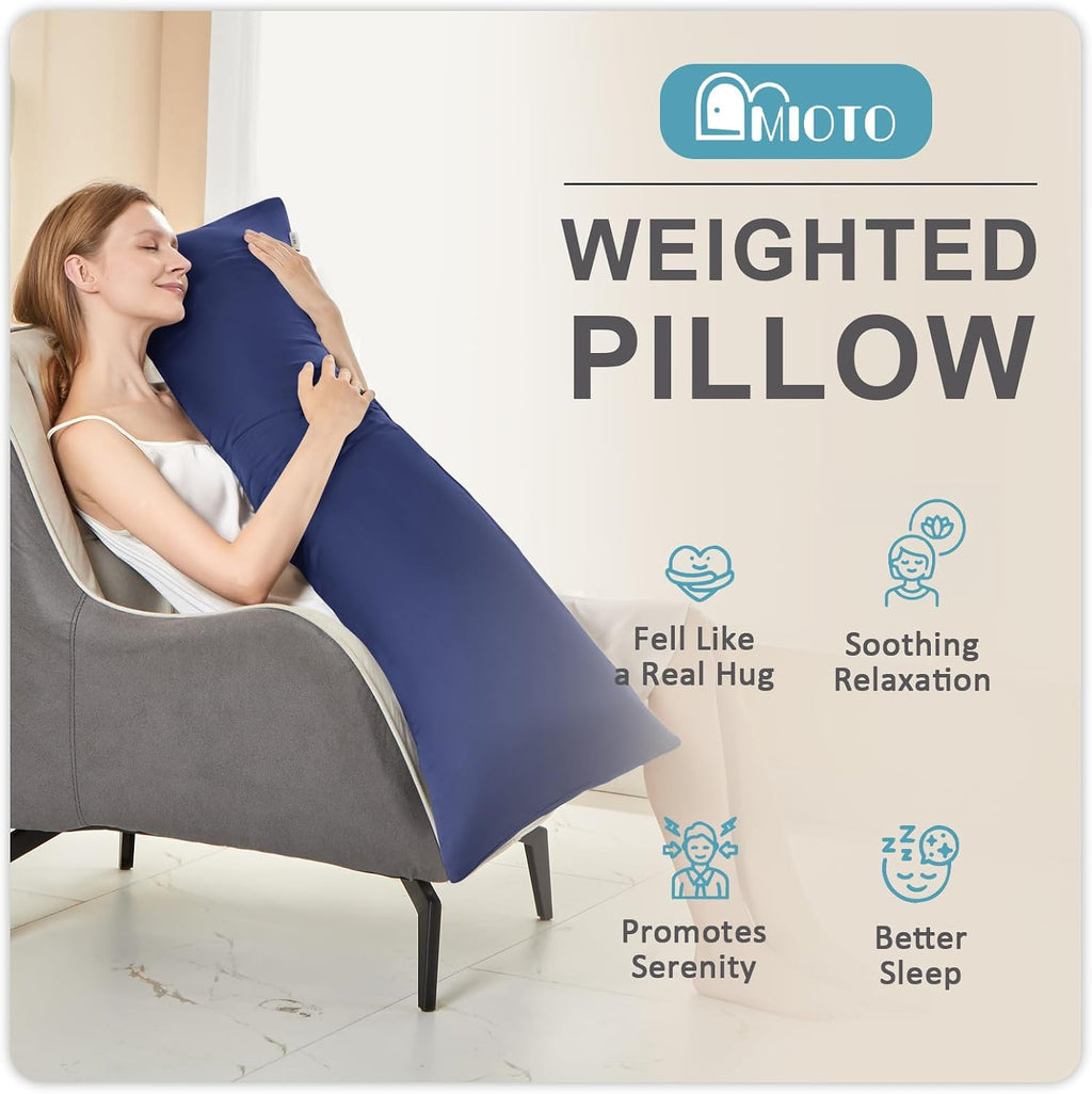 Mioto Weighted Body Pillow for Adult(48" x 14") - Weighted Pillow for Better Sleep, Cooling Body Pillow with Tencel Cover, Long Pillow for…