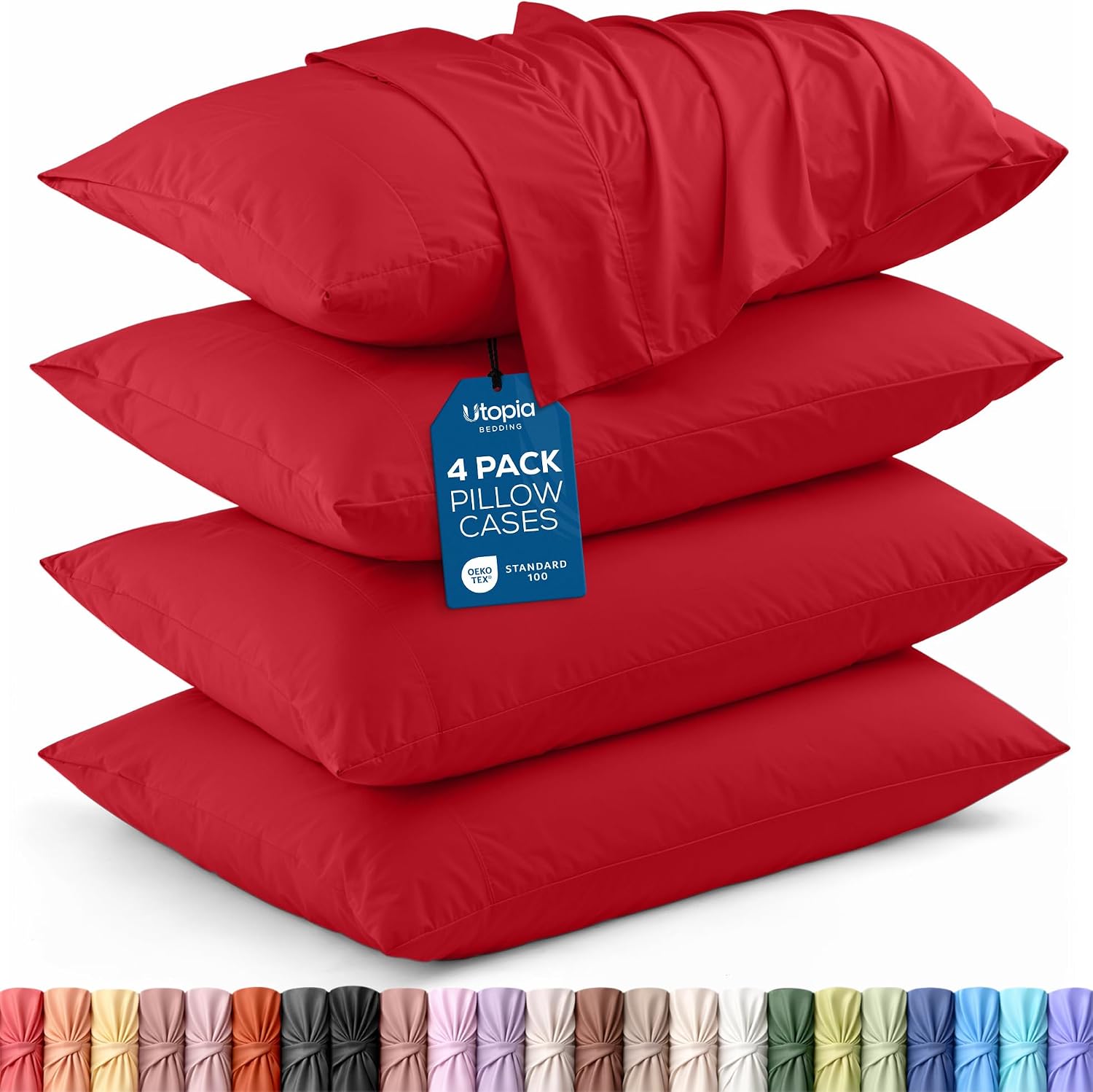 Utopiabedding Utopia Bedding Standard Pillow Cases - 4 Pack - Envelope Closure - Soft Brushed Microfiber Fabric - Shrinkage and Fade Resist…