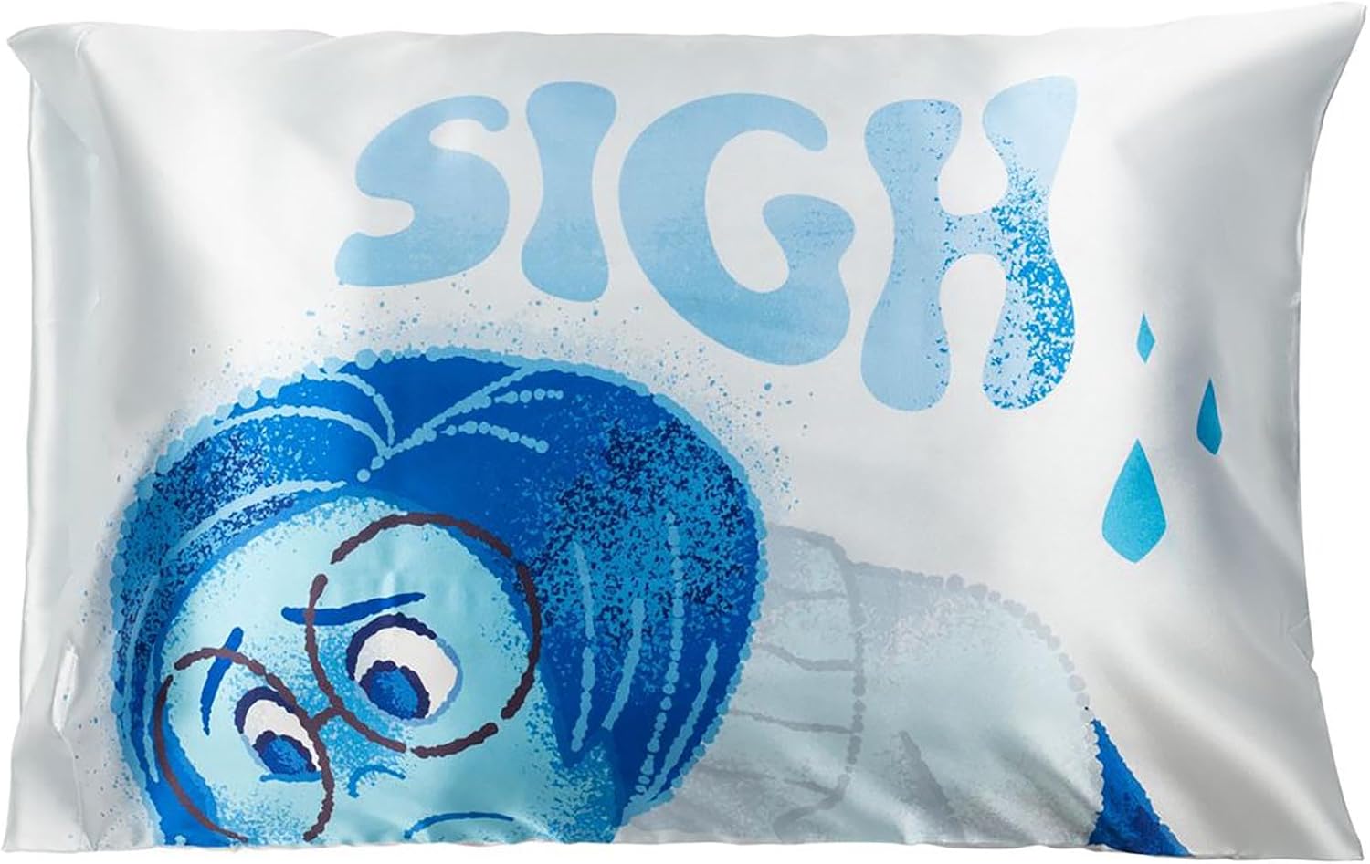 JayFranco Disney Pixar Inside Out Sadness Satin Pillowcase - Standard Size 20x30 Inch Silky Soft Blue Pillow Cover 30 inch Blue