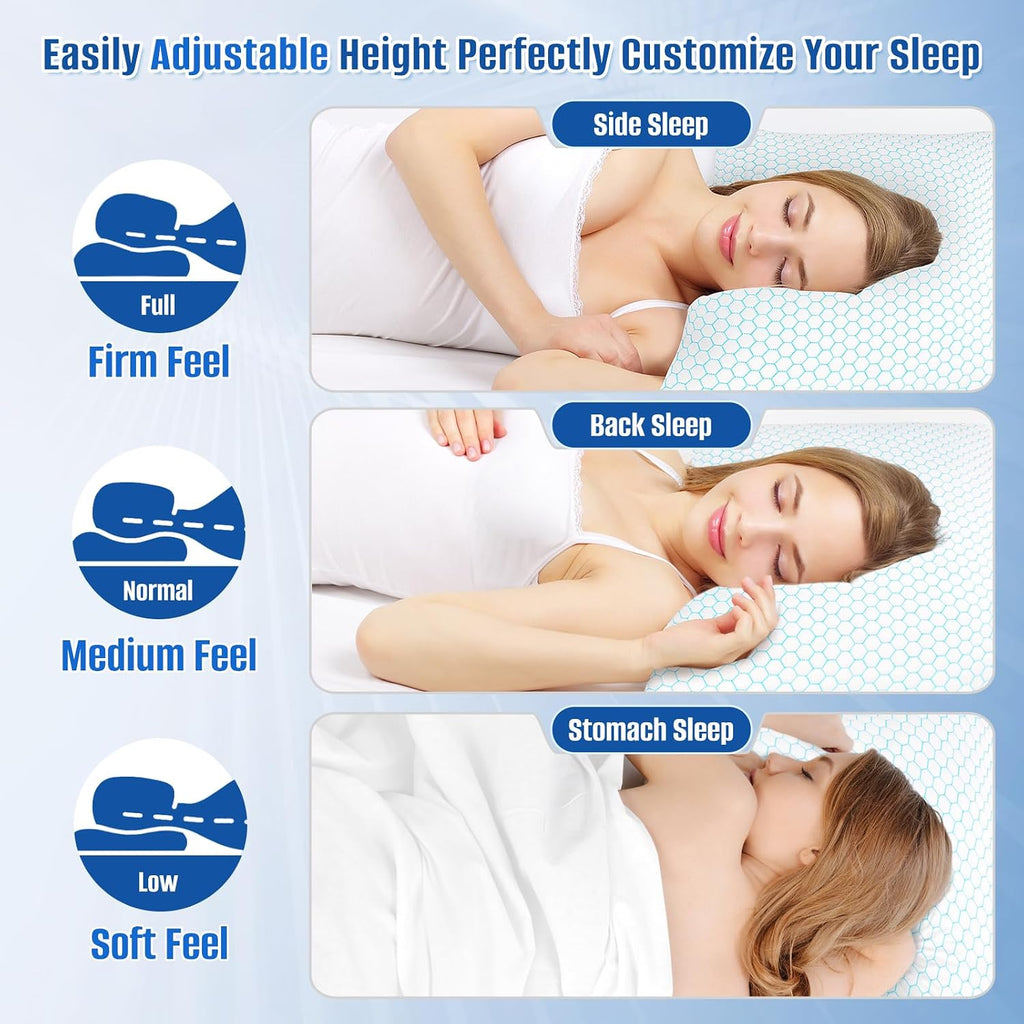 CushyOasis Shredded Memory Foam Pillow for Sleeping, Cooling Bed Pillows Set of 2, Adjustable Pillows for Side, Back, Stomach Sleepers with…
