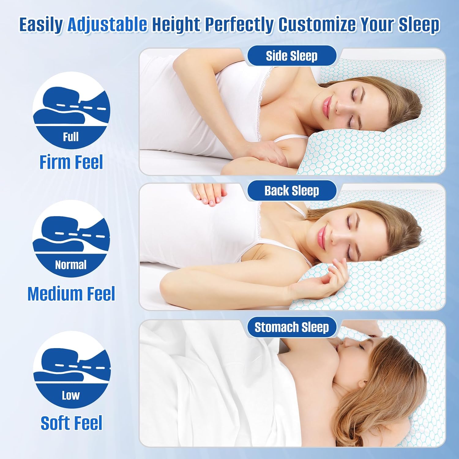 CushyOasis Shredded Memory Foam Pillow for Sleeping, Cooling Bed Pillows Set of 2, Adjustable Pillows for Side, Back, Stomach Sleepers with…