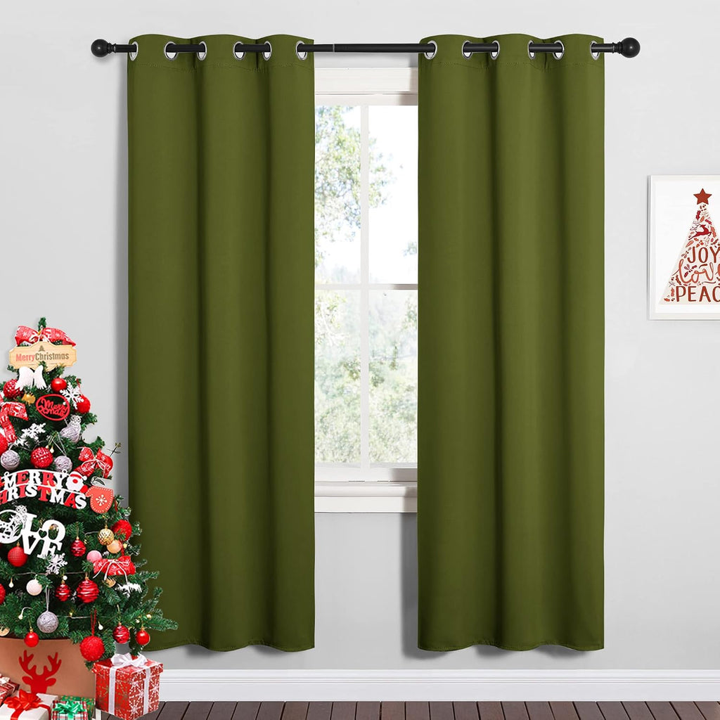 NICETOWN Bedroom Curtain Panels Blackout Draperies, Christmas Holiday Decor Thermal Insulated Solid Grommet Blackout Curtains/Drapes (One…