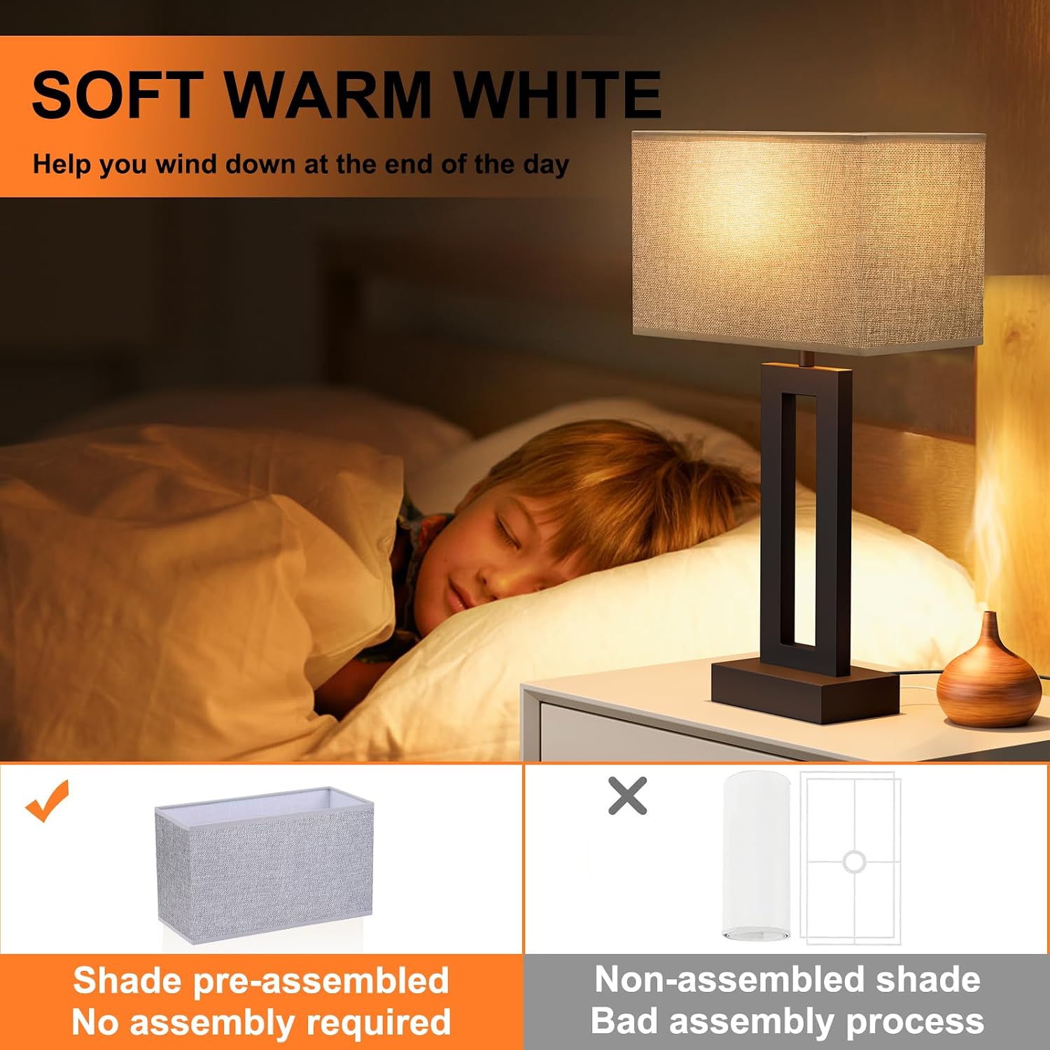 Seealle Nightstand Table Lamps for Bedrooms Set of 2 - Touch Bedside Lamp with USB C+A, 3 Way Dimmable Living Room End Tables 2, Modern…