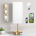 Gold Bedside Lamp for Bedroom Nightstand - Small Table Lamp with USB A + C Charging Port, 3 Color Temperatures Pull Chain Night Stand…
