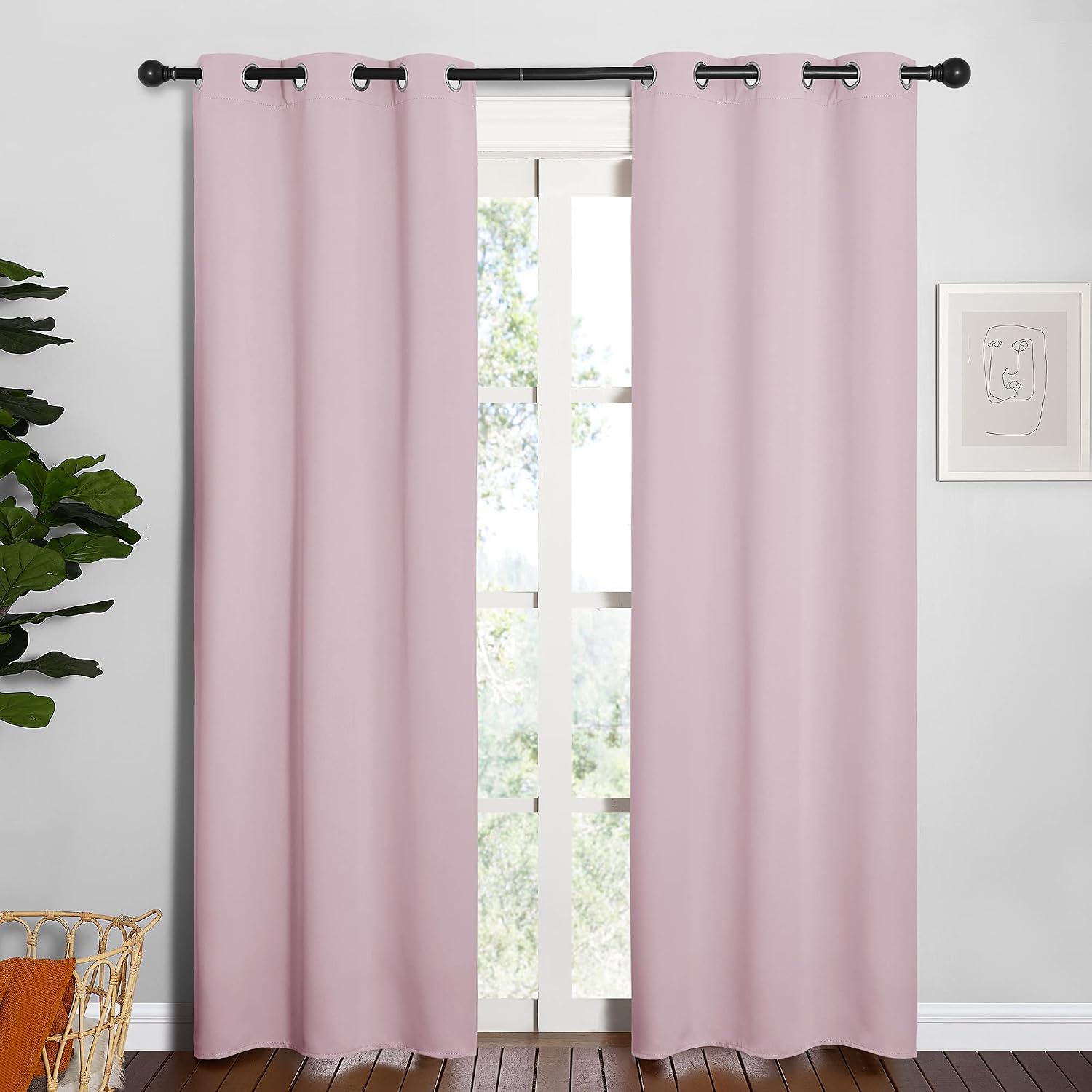 NICETOWN Blackout Draperies Curtains for Girls Room, Nursery Essential Thermal Insulated Grommet Top Blackout Panels (Lavender Pink, 1…