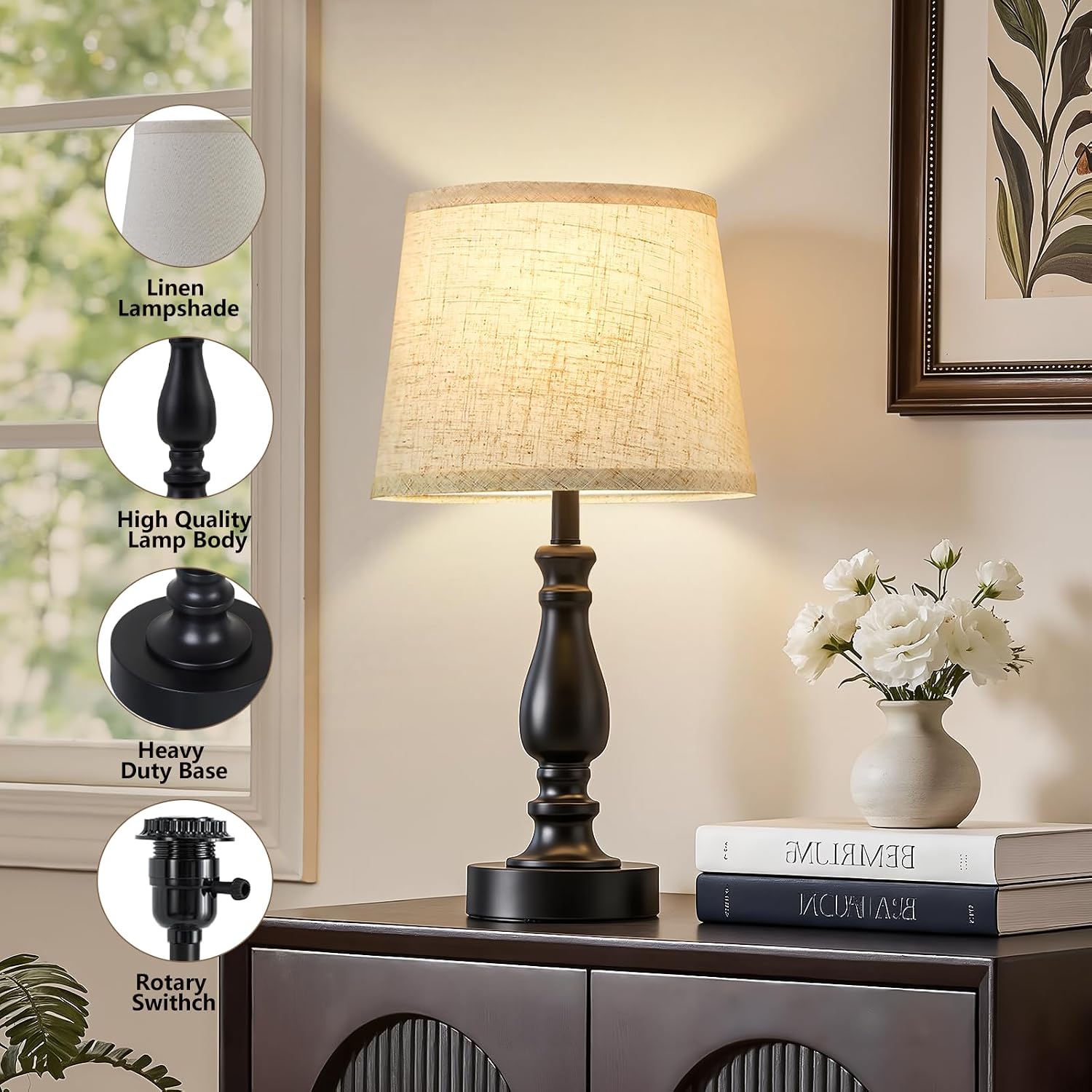 EJIAXIN Table Lamp Set of 2-19" Small Bedside Lamps Modern Lamp for Bedroom Living Room Lamps for Night Stands - Desk Lamps for Home…