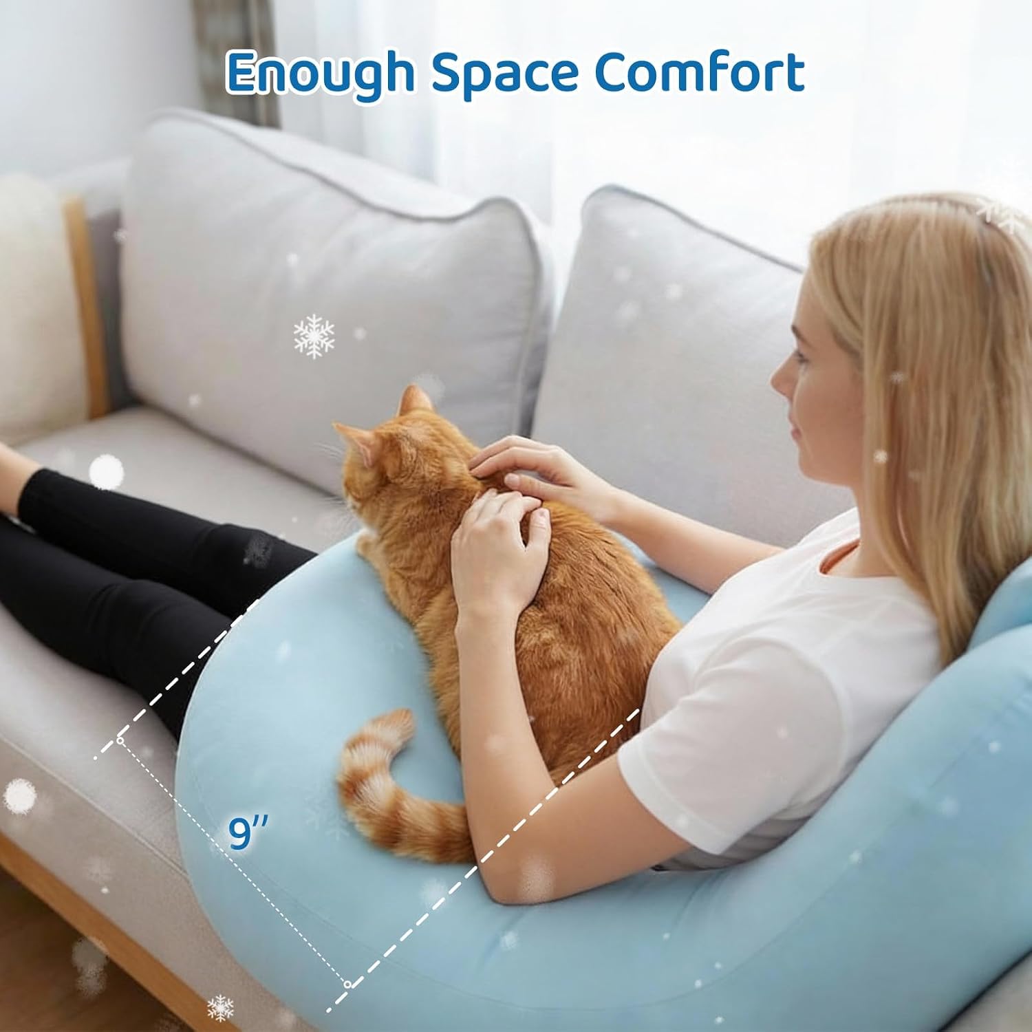 Pyurifai Cooling Crochet Pillow for Lap Support - Gaming Pillow for Lap with Extra Back Pillow for Support, Enlarged Reading Pillow for Lap…