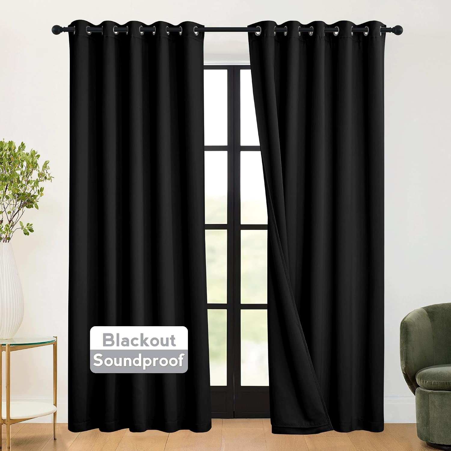 Rybhome RYB HOME 3-in-1 Soundproof - Blackout - Energy Saving Curtains for Bedroom, Soundproof Blanket Curtains for Living Room Boy Nursery…