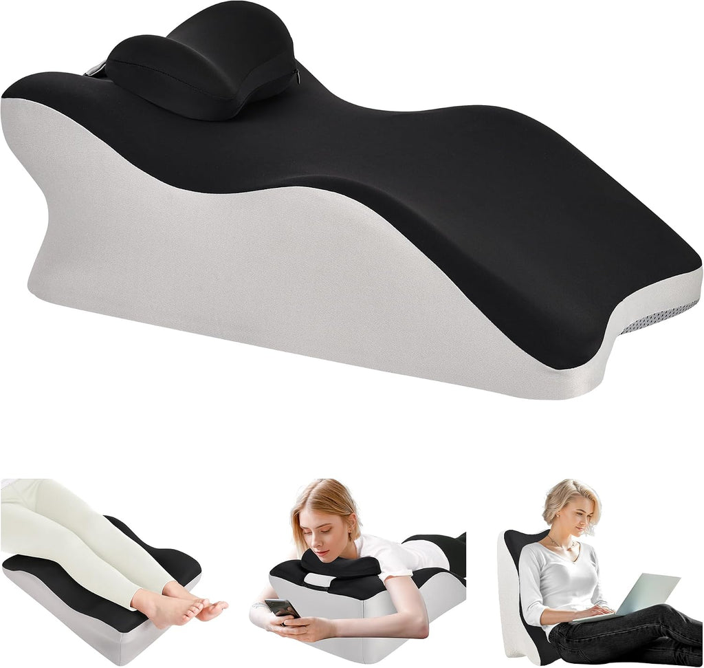 Aduken Reading Pillow for Bed, Adult Memory Foam Ergonomic Back Support Pillow for Sitting up, Prone Pillow Face Down Sleep, Wedge Pillow f…