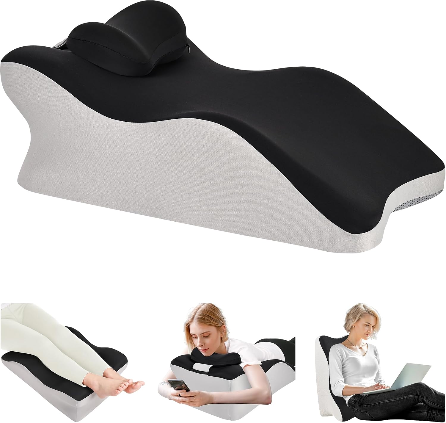 Aduken Reading Pillow for Bed, Adult Memory Foam Ergonomic Back Support Pillow for Sitting up, Prone Pillow Face Down Sleep, Wedge Pillow f…
