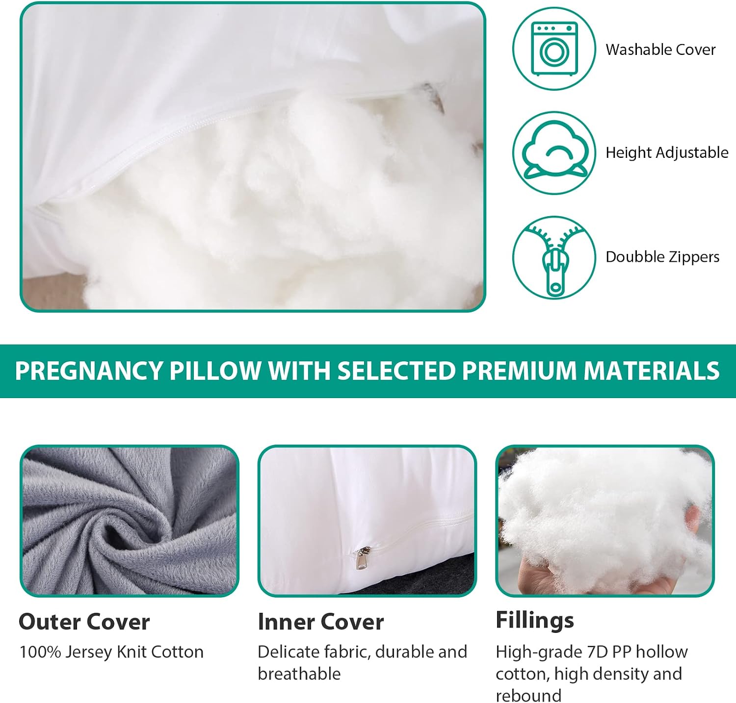 BATTOP Pregnancy Pillows for Sleeping, Pregnancy Must Haves Maternity Body Pillow with Cooling Washable Cover, New Mom Gifts for…