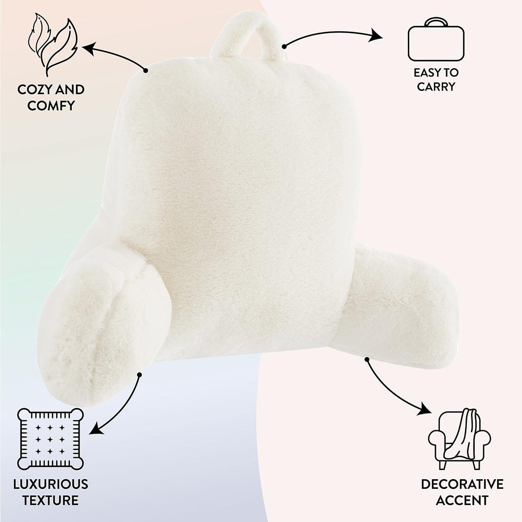 Urban Lifestyle Rabbit Faux Fur Backrest Pillow, Ivory