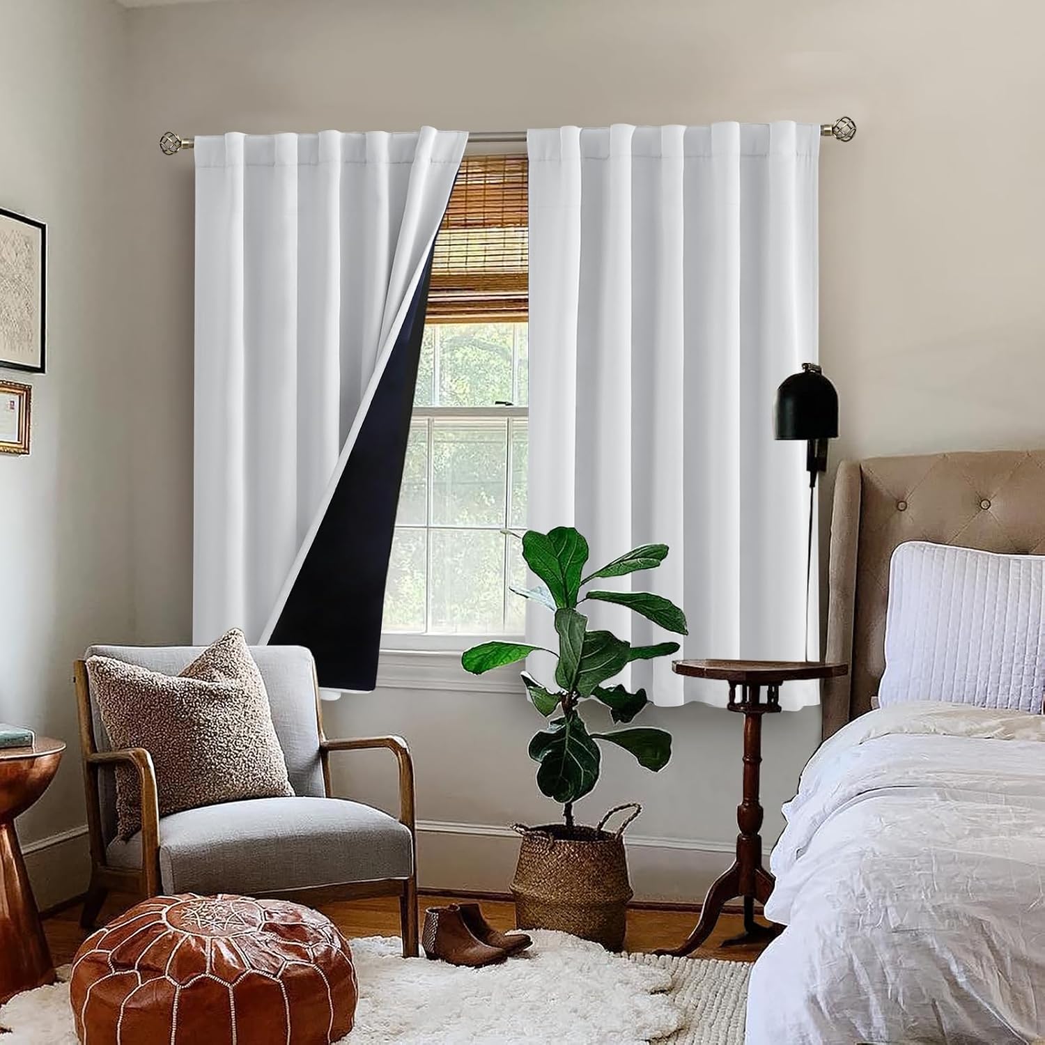 BGment 100% Blackout Curtains 40 Inch Length for Cafe, Rod Pocket and Back Tab Double Layer Thermal Insulated Full Room Darkening Bedroom…