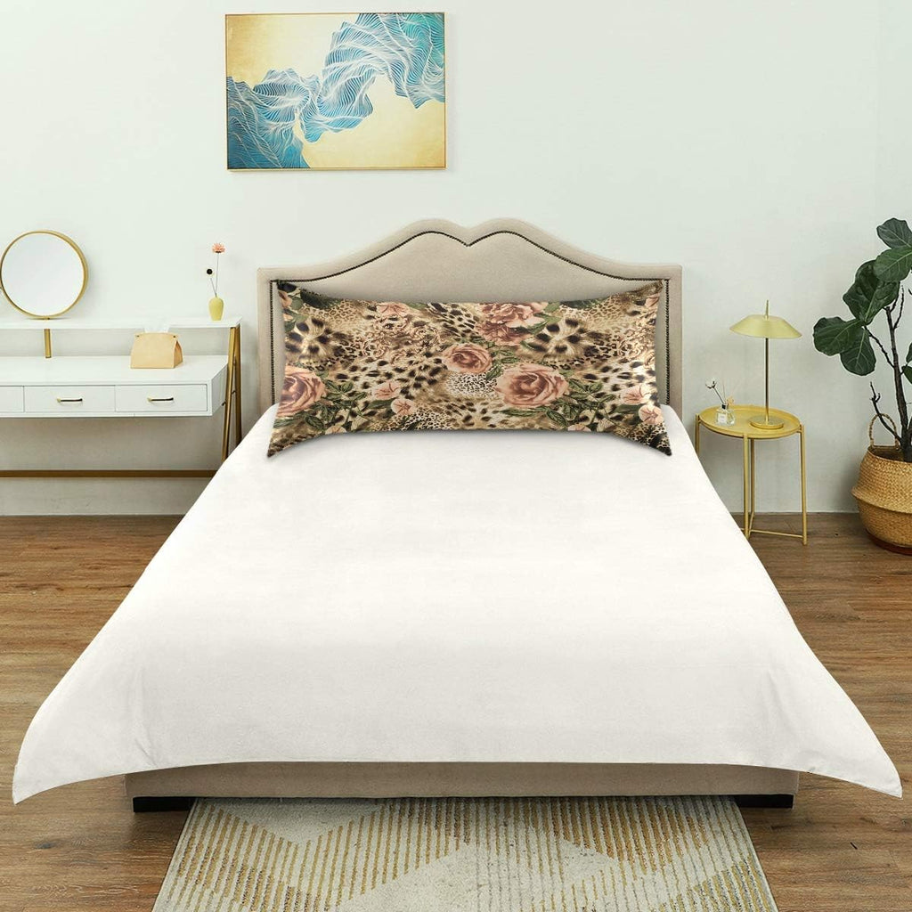 Satin Pillowcase for Hair and Skin, King Size Animal Tiger Leopard Print Rose Flower Decorative Pillow Sham with Envelope Closure Pillow…