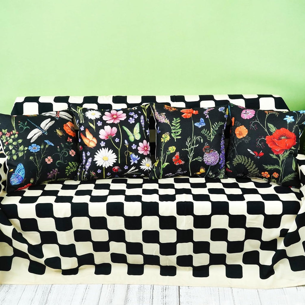ONWAY Outdoor Waterproof Spring Summer Pillow Covers 18x18 Inch Set of 4 Floral Farmhouse Throw Pillows Decorative Cushion Cases for…