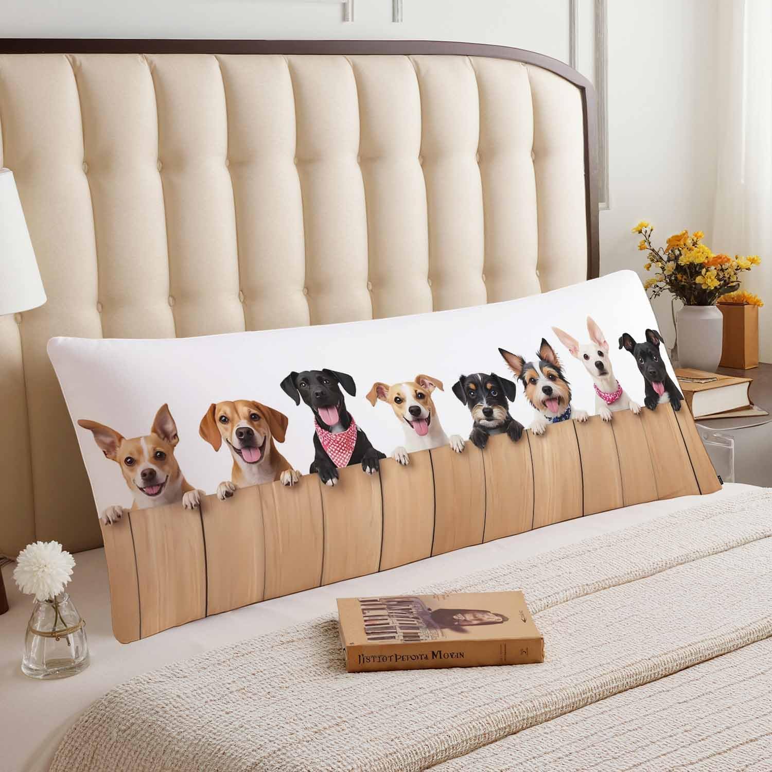 Dog Rectangle Body Pillow Covers Cute Puppy Dogs 20"X54" Couch Body Pillow Pillowcase Decorative Body Pillows Bed Pillow Cushion Covers…