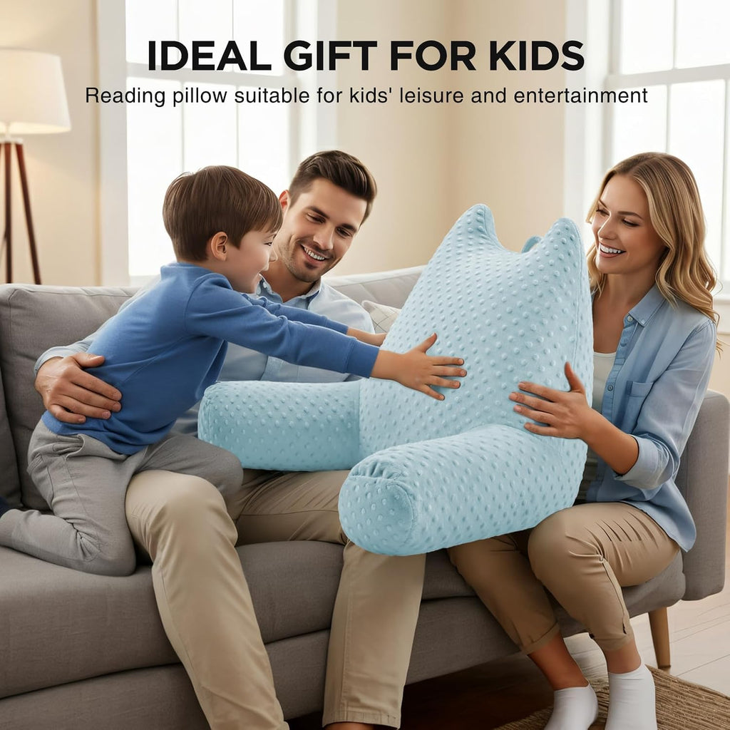 Reading Pillow for Kids Sitting in Bed Couch Adult, Back Pillow for Bed Sitting Up, Back-Rest Support Cushion with Pockets and Arms…