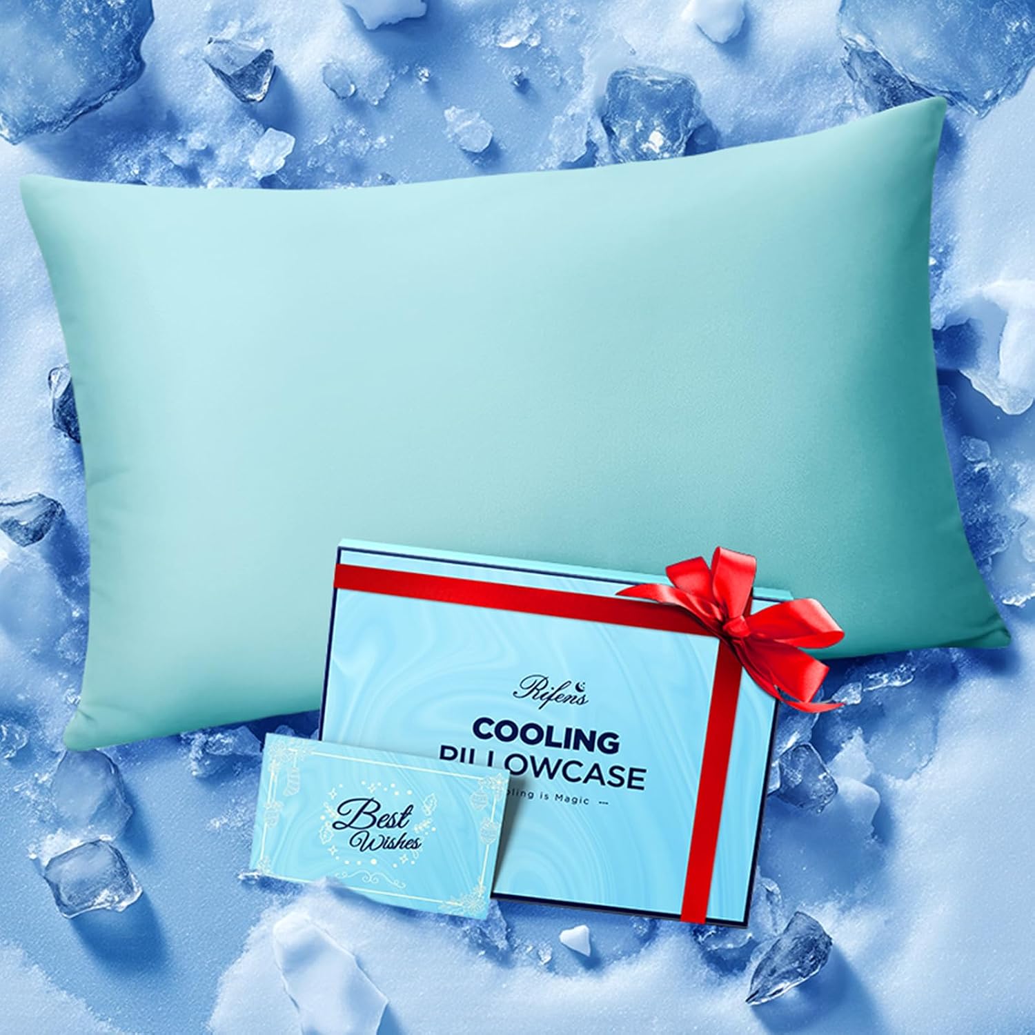 Rifens Ice Cooling Pillowcase for Hot Sleepers, Instantly Cool, Stays Cold All Night, Softer Than Silk Pillow Cases, Pillow Covers with Inv…