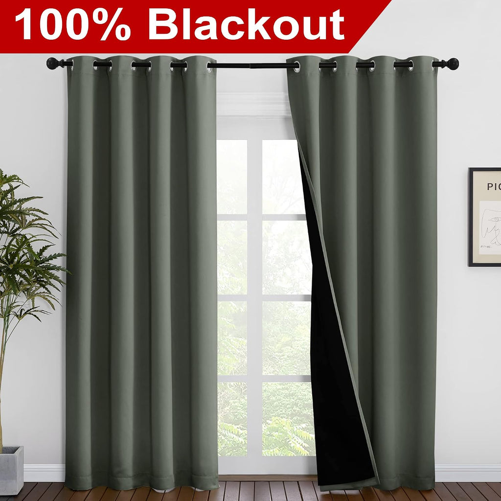 Nicetown 100% Blackout Curtains 86 inches Long, Pair of Energy Smart & Noise Blocking Out Drapes for Baby Room Window, Thermal Insulated Gu…