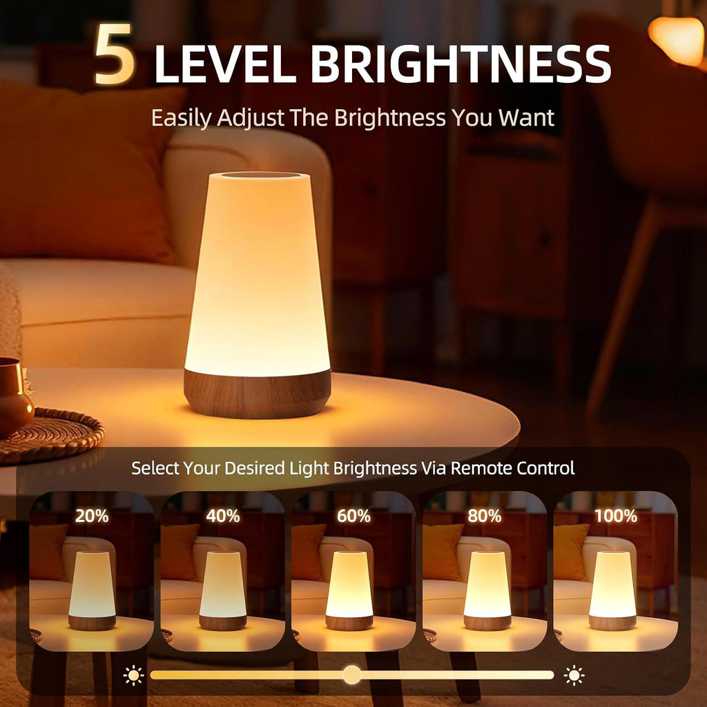 Night Light, Dimmable Touch Lamp and Remote Control, 13 RGB Colors & 5 Brightness, Rechargeable Bedside Table Lamp for Baby Kids Nursery…