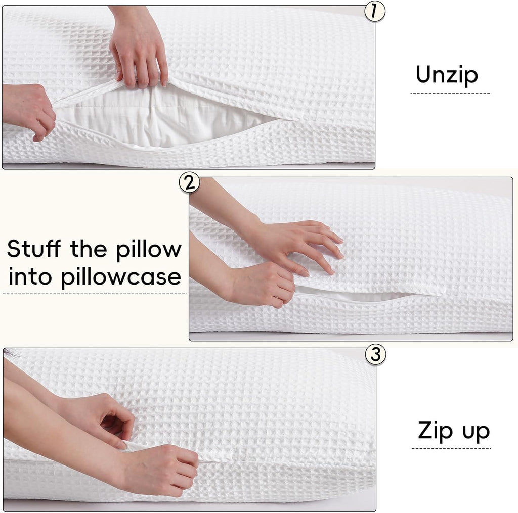 Phf Ultra Soft Waffle Weave Body Pillowcase with Zipper, No Insert, 1Pack 20" x 54" Pillow Sham, Breathable & Skin-Friendly Body Pillow cas…