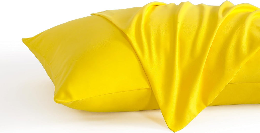 Ntbay King Pillow Cases Set of 2, 2 Pack Brushed Microfiber 20x40 Pillow Cases, Soft, Wrinkle, Fade, Stain Resistant Yellow Pillow Cases wi…
