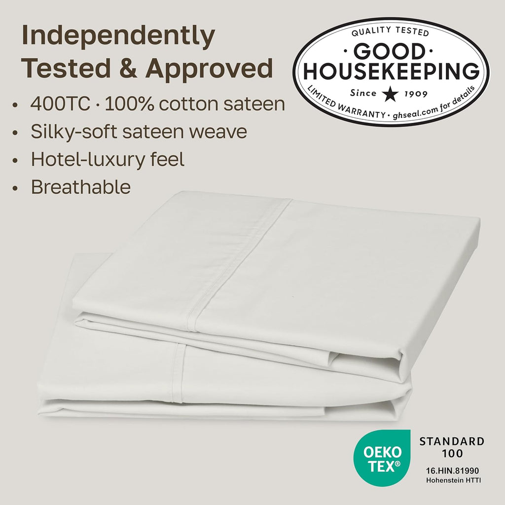 CaliforniaDesignDen California Design Den King Size Pillowcase Set - 400 Thread Count, 100% Cotton Sateen, Set of 2 Pillow Covers, Soft and…