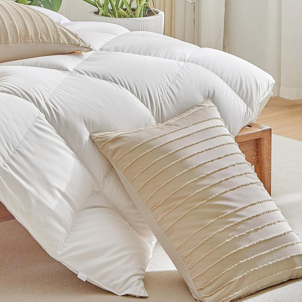 Warmdern Khaki Striped Pillow Covers Queen Pillow Cases Soft Microfiber Stripe Pillow Cases Set of 2 Boho Tufted Stripes Textured Pillowcas…
