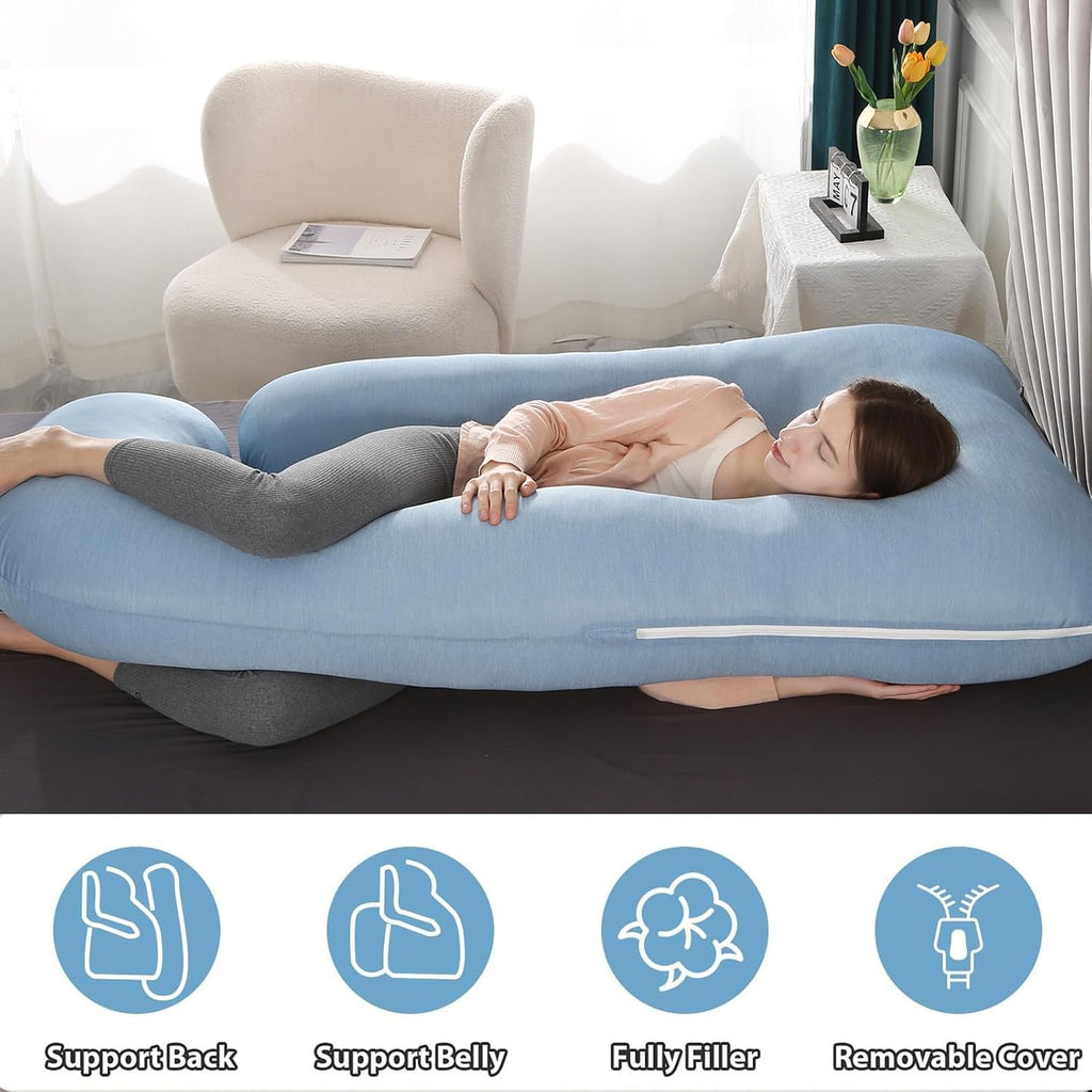 BATTOP Pregnancy Pillow for Sleeping, Maternity Pillow with Cooling Removable Cover,57 Inch Cooling Body Pillow, Support for…