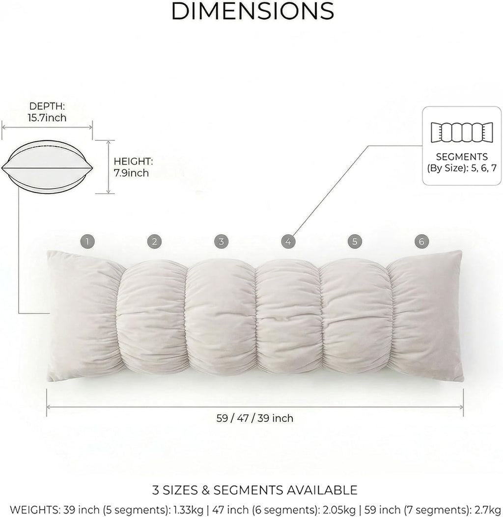 Ailuteie Pat. Pend.Long Bed Pillow for Adults and Side Sleepers with Segmented Design, Soft Velvet Body Pillow with Removable Washable Pill…